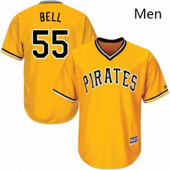 Mens Majestic Pittsburgh Pirates 55 Josh Bell Replica Gold Alternate Cool Base MLB Jersey